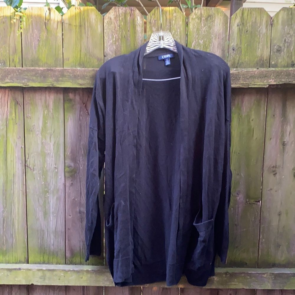 Chaps black cardigan sz. L